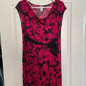 Pink and black floral maternity dress